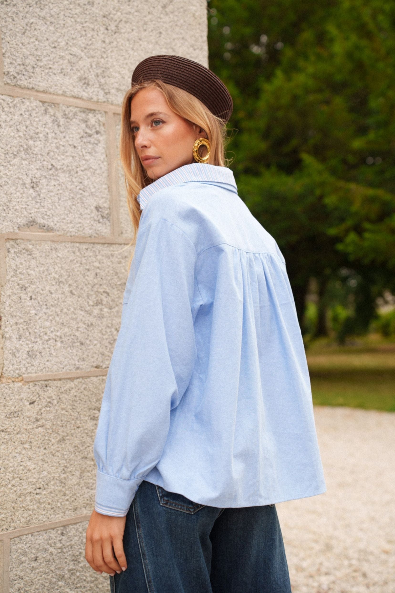 Maison Onado Christie chemise coton col rayé