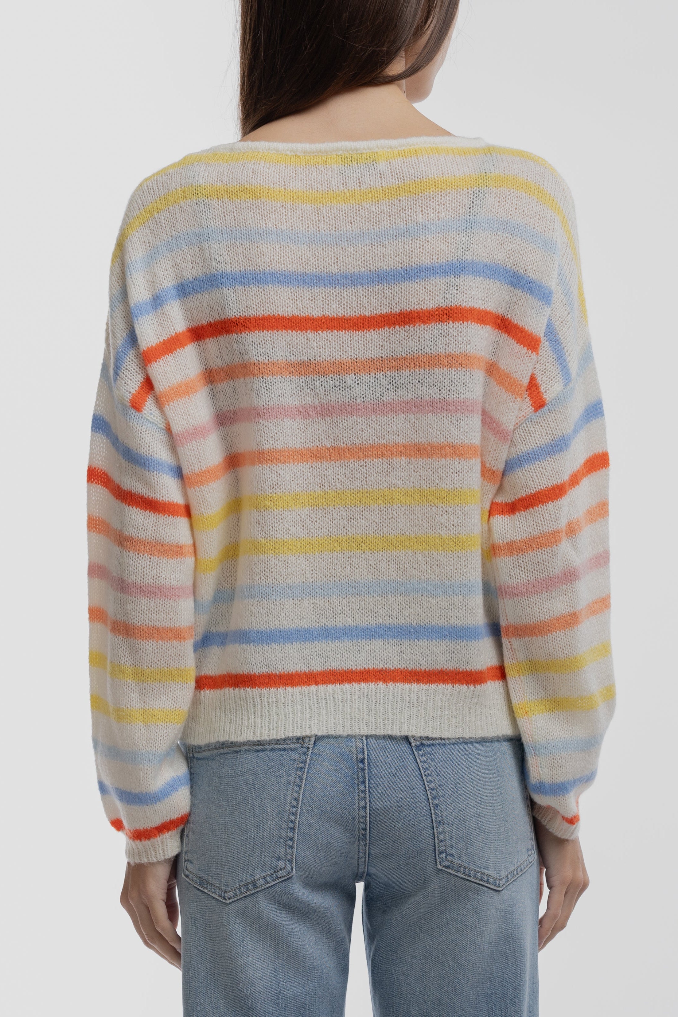 Teddy Smith P-Stripe pull rayé Middle White loose