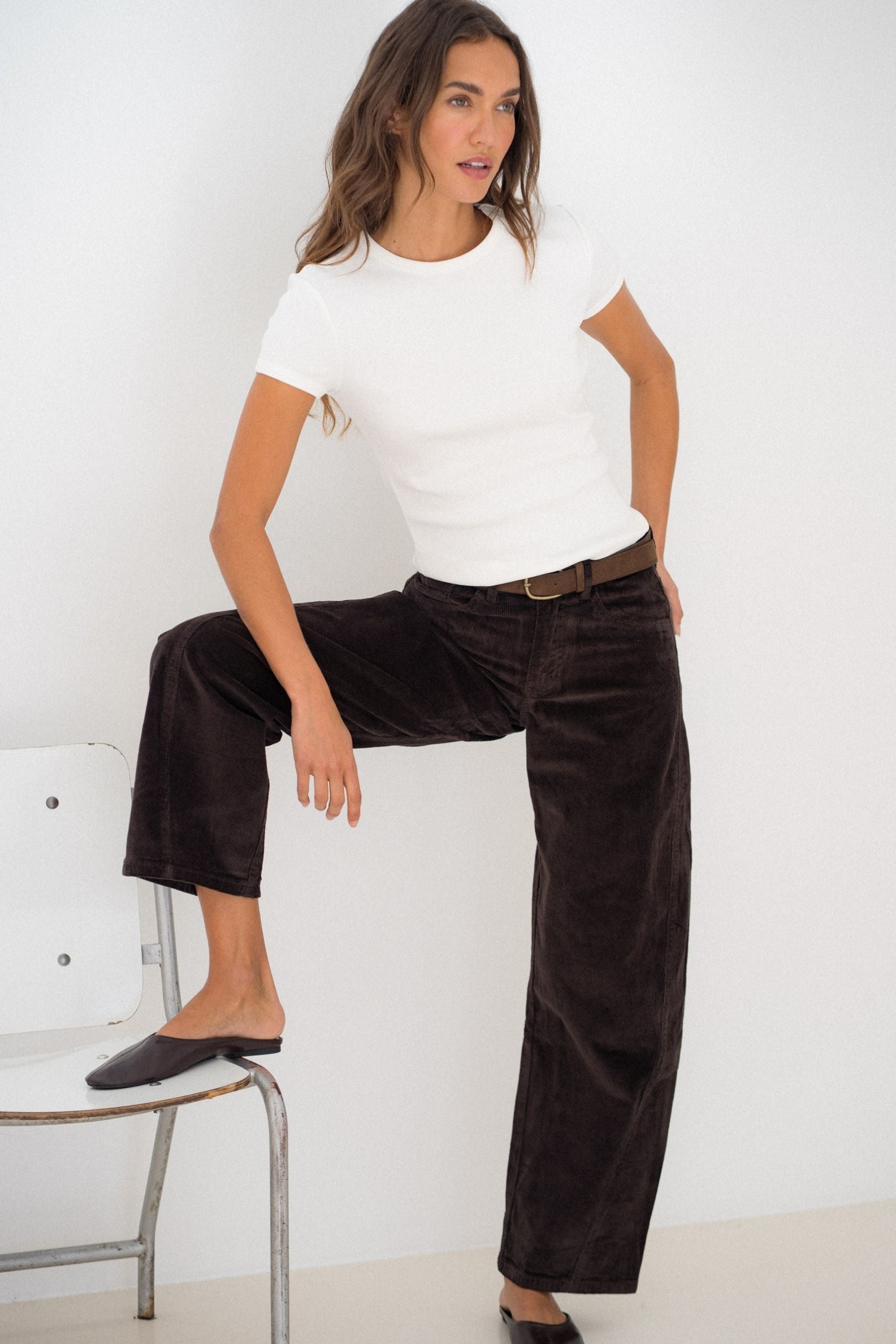 Maison Onado Karine pantalon velours chocolat