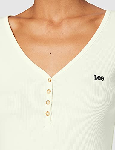 Lee Ribbed Henley t-shirt femme blanc côtelé