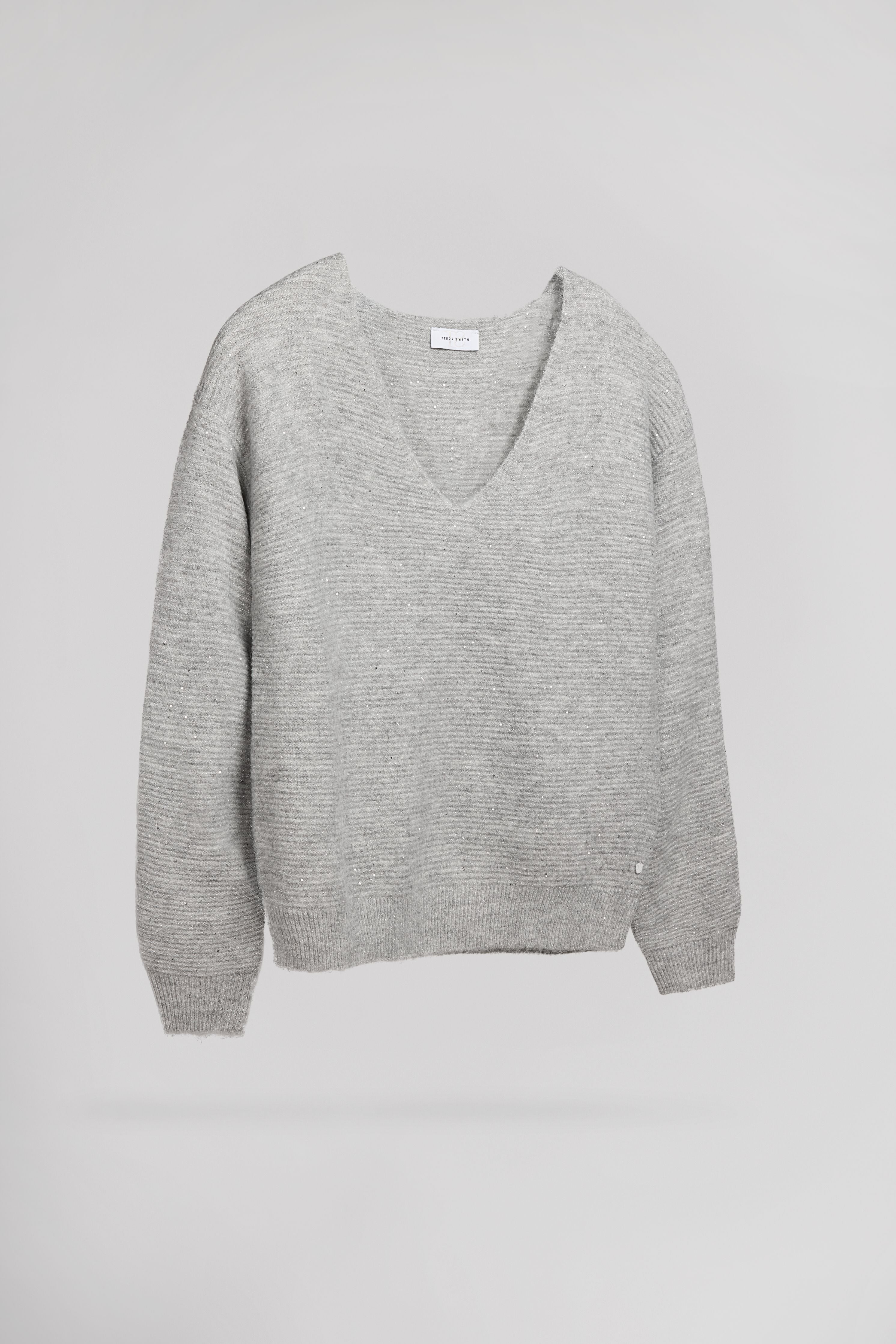 Teddy Smith P-Rachel pull col V gris chiné