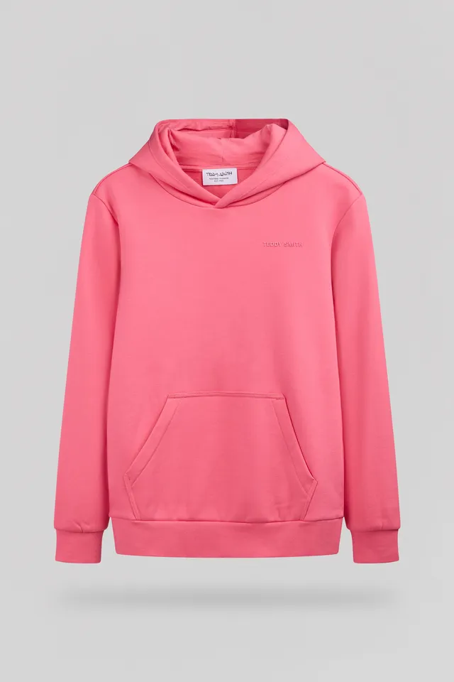Teddy Smith S-Nark Hoody JR sweat Rose Vif molletonné