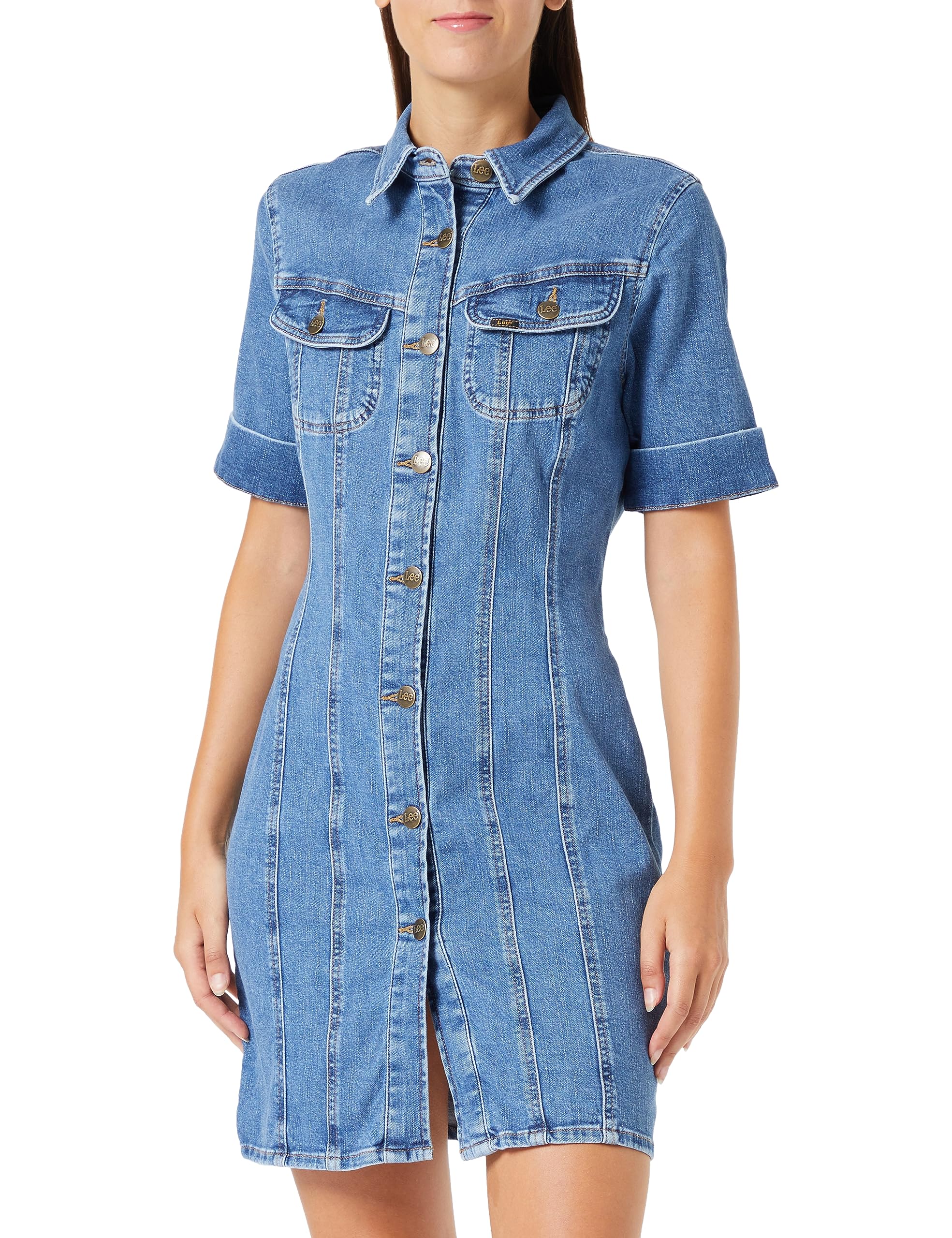 Lee Rider Shirt Dress robe L Olive Grove coupe chemise