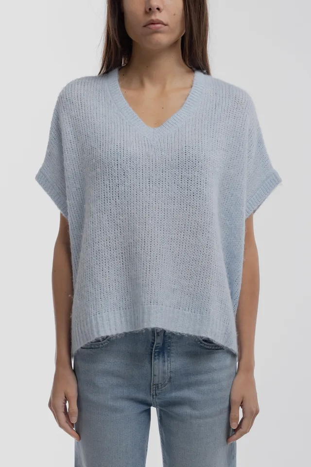 Teddy Smith P-Mochi pull bleu pastel col V oversize