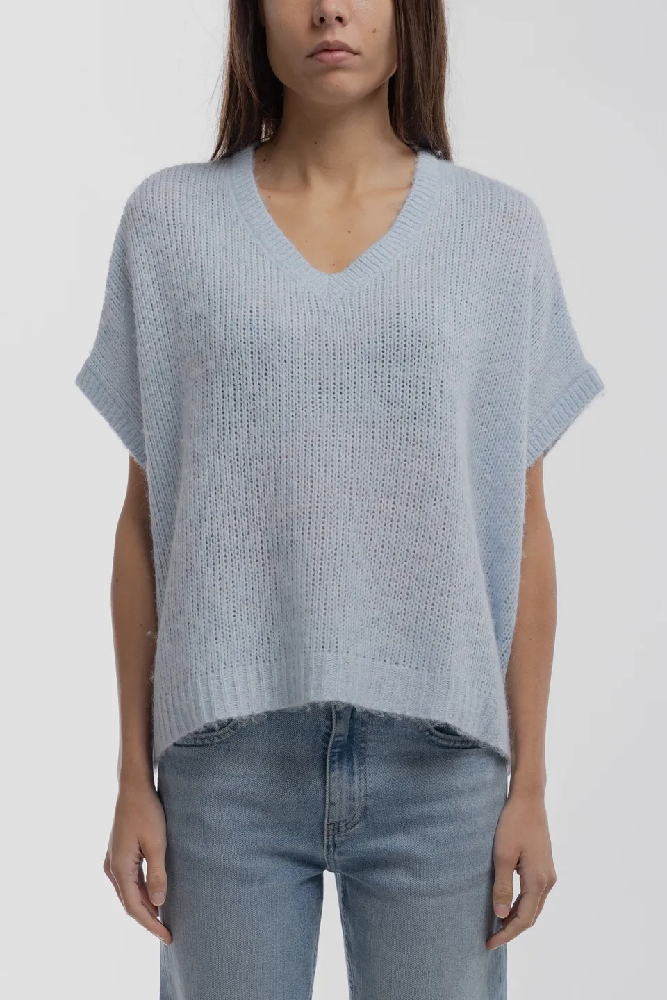 Teddy Smith P-Mochi pull bleu pastel col V oversize