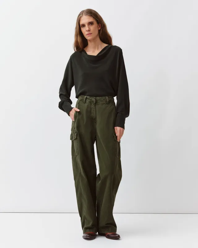 Diega Pargao pantalon cargo kaki ample coton