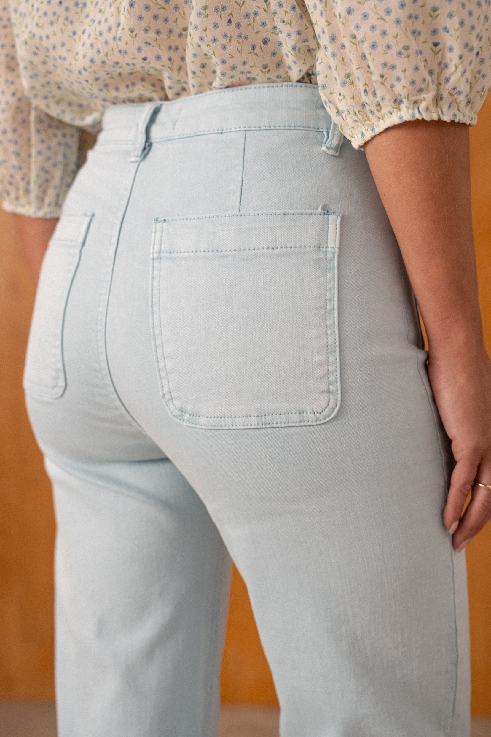 Maison Onado Pépita Ciel jean flare wide bleu ciel