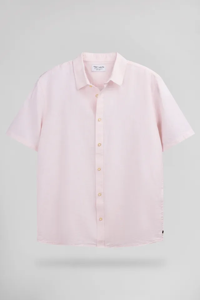 Teddy Smith C-Pietro MC chemise rose pastel lin coton