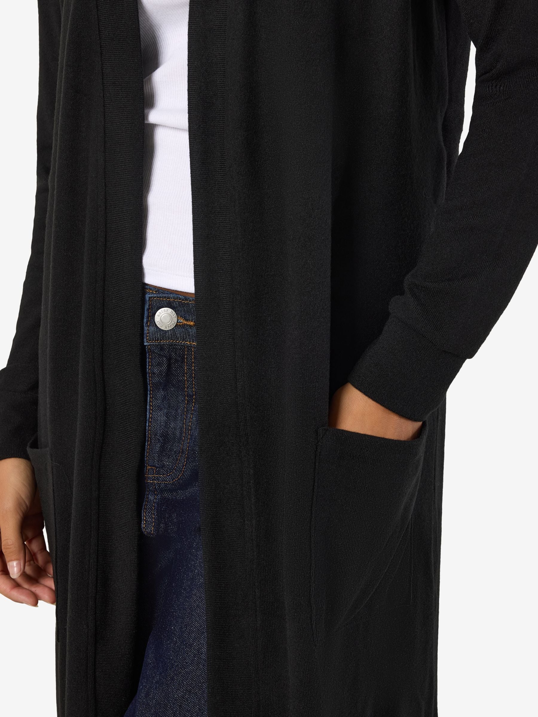 Noisy May gilet long ouvert manches longues poches