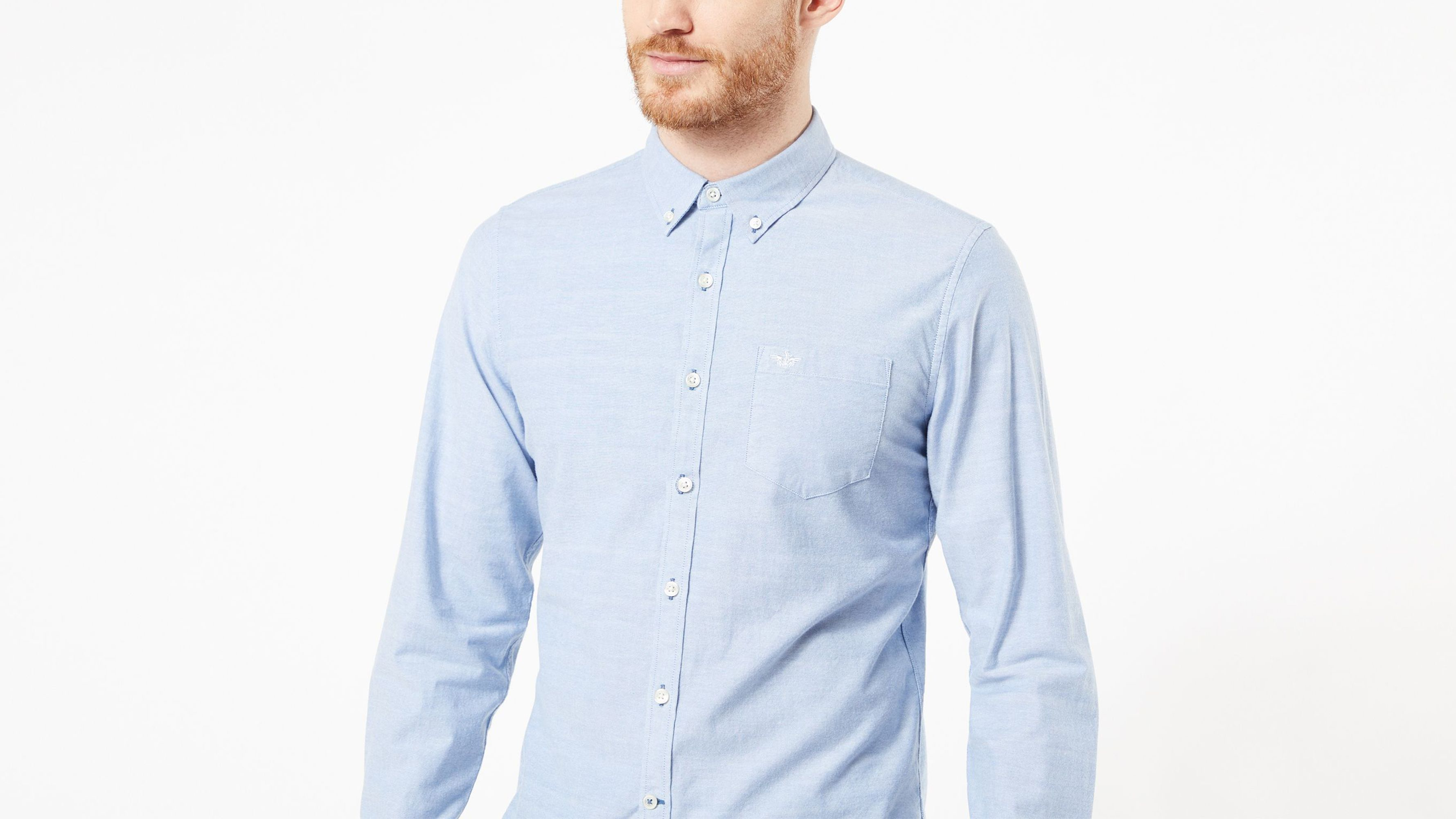 Dockers Oxford 2 Button Collar chemise homme slim bleu delft