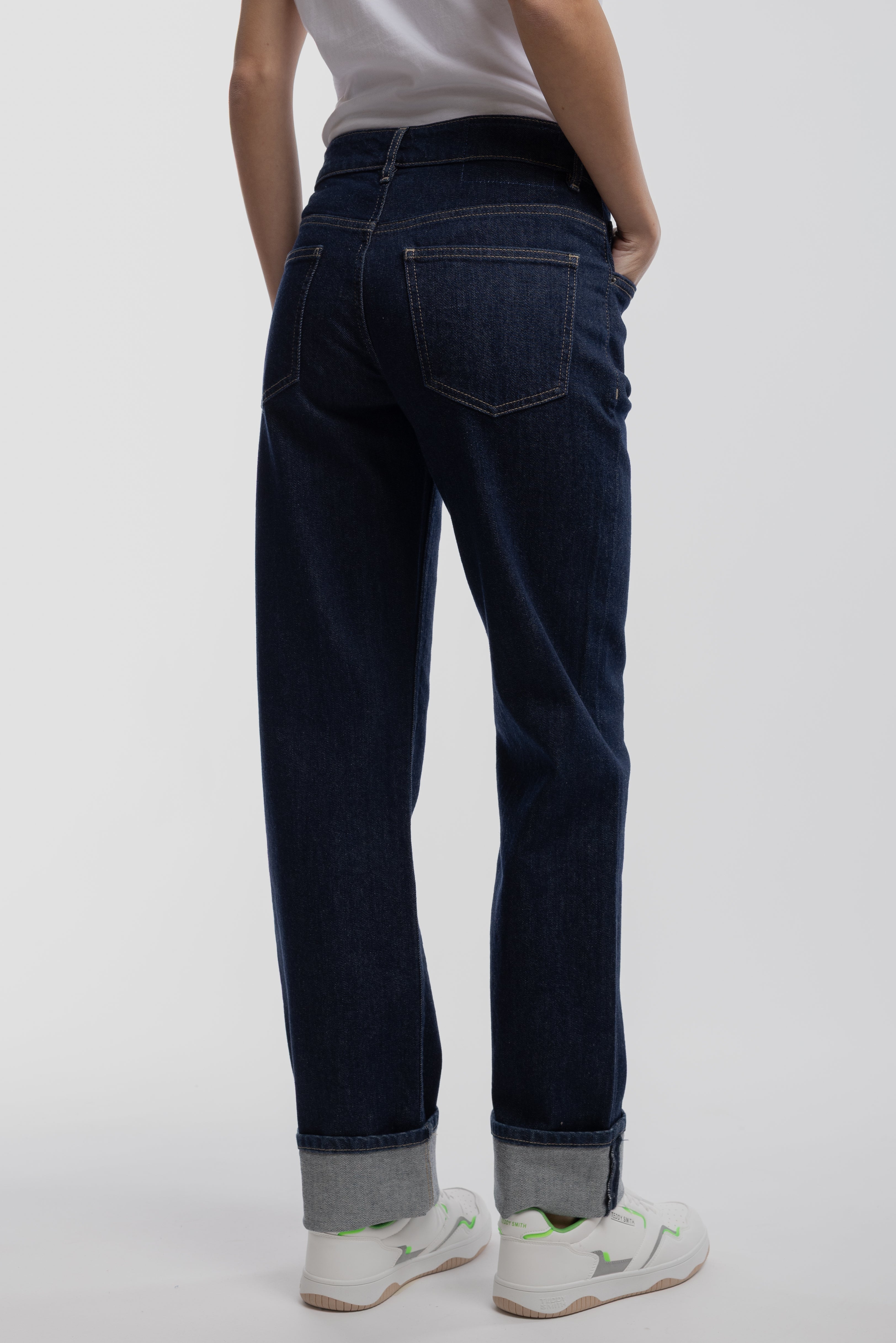 Teddy Smith Boyfriend jean droit bleu foncé revers
