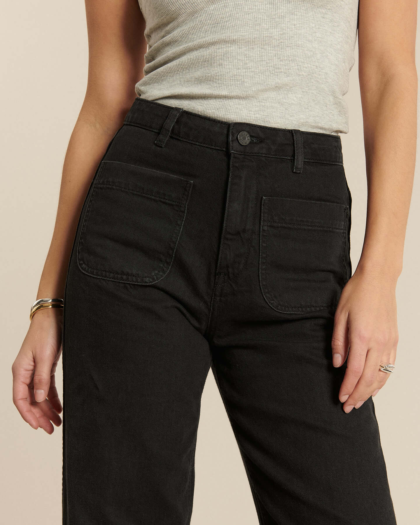 Labdip Samuel jean taille haute gris foncé coton