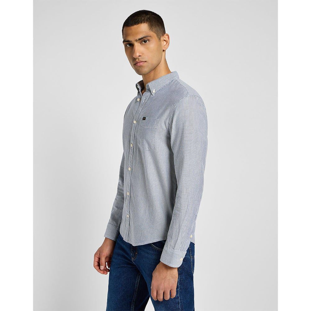 Lee Button Down chemise homme bleu rayé coton western