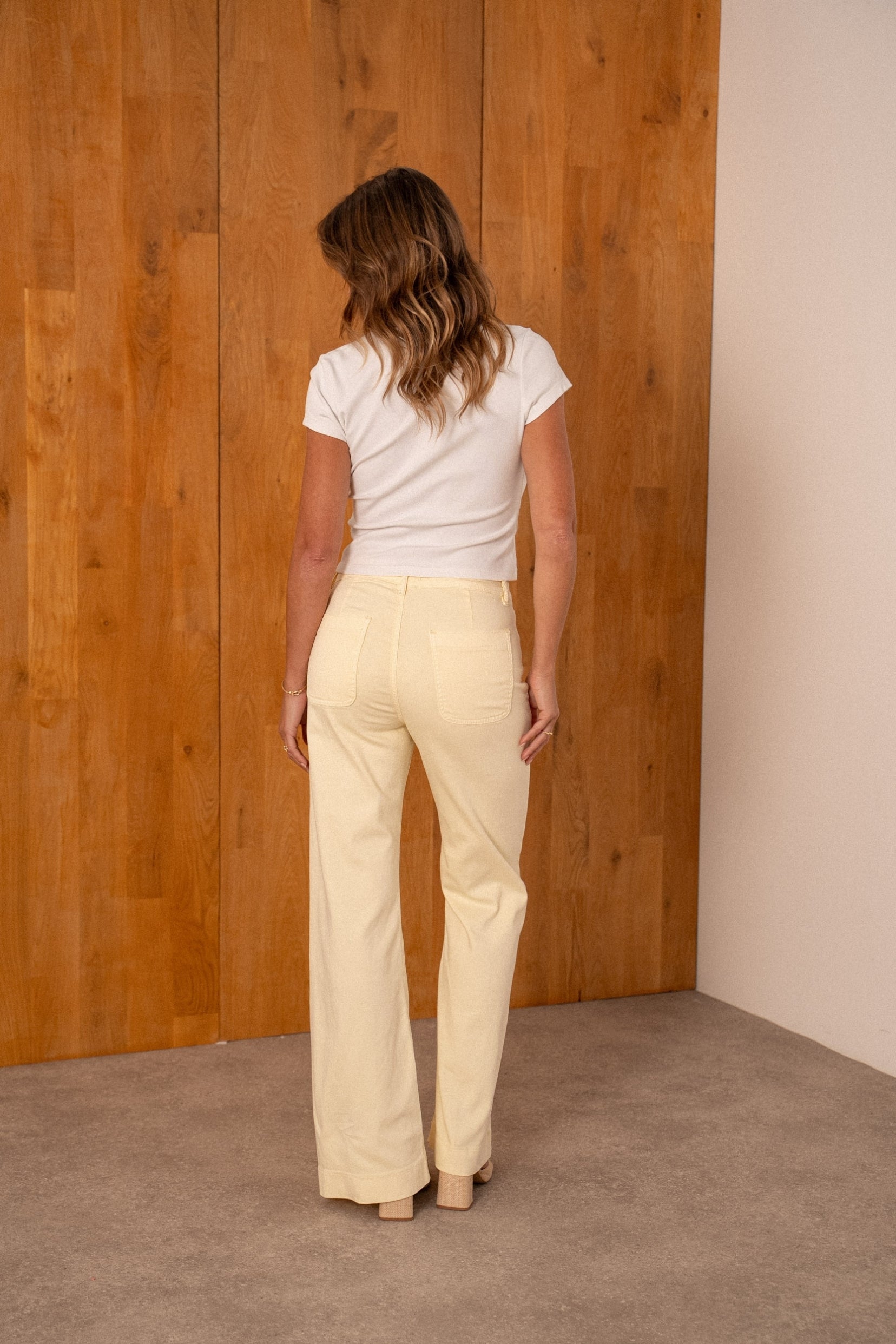 Maison Onado Filina jean wide leg jaune 76 cm