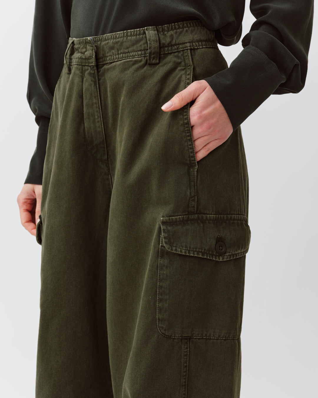 Diega Pargao pantalon cargo kaki ample coton