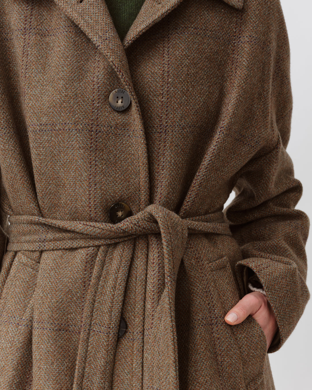 Diega Mingo manteau camel aqua prune ceinturé