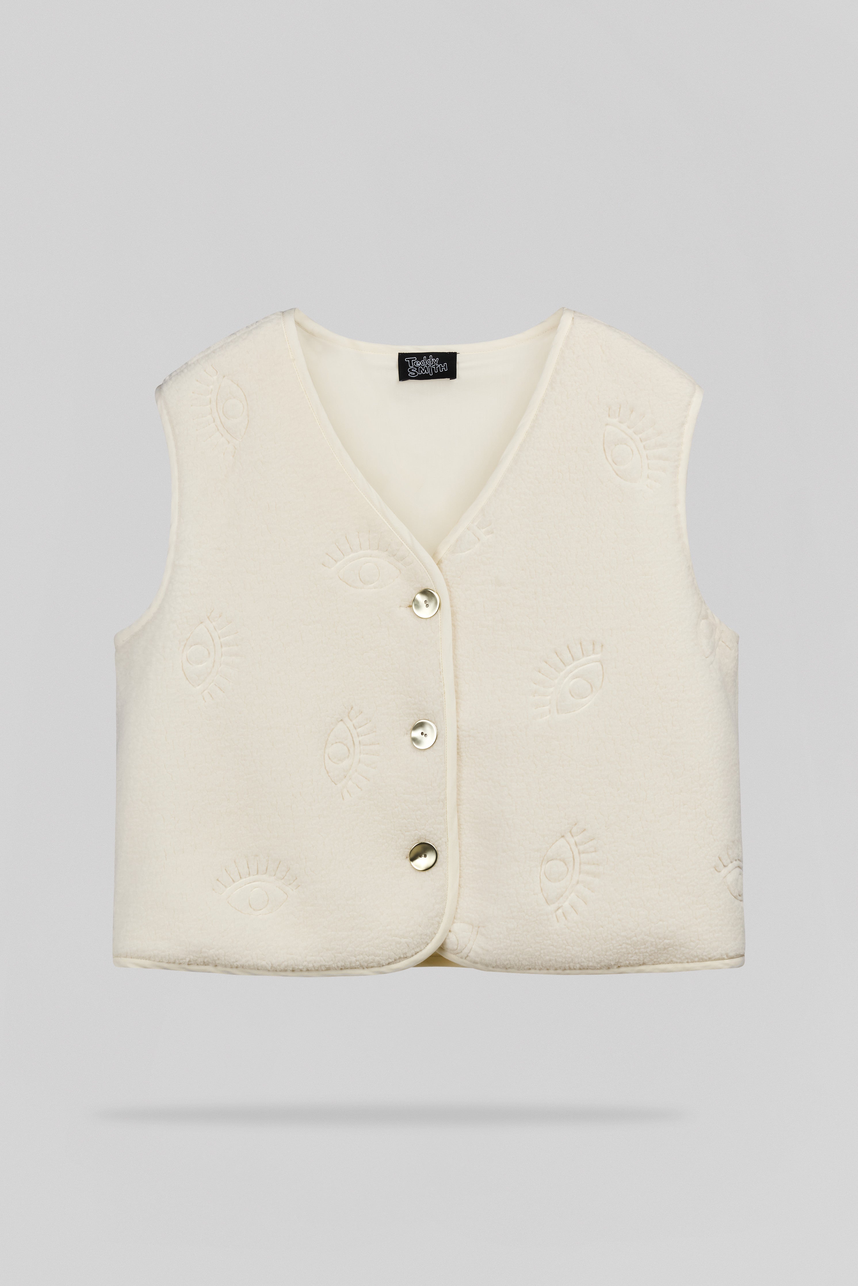 Teddy Smith G-Eyes gilet sans manches blanc cassé femme sherpa