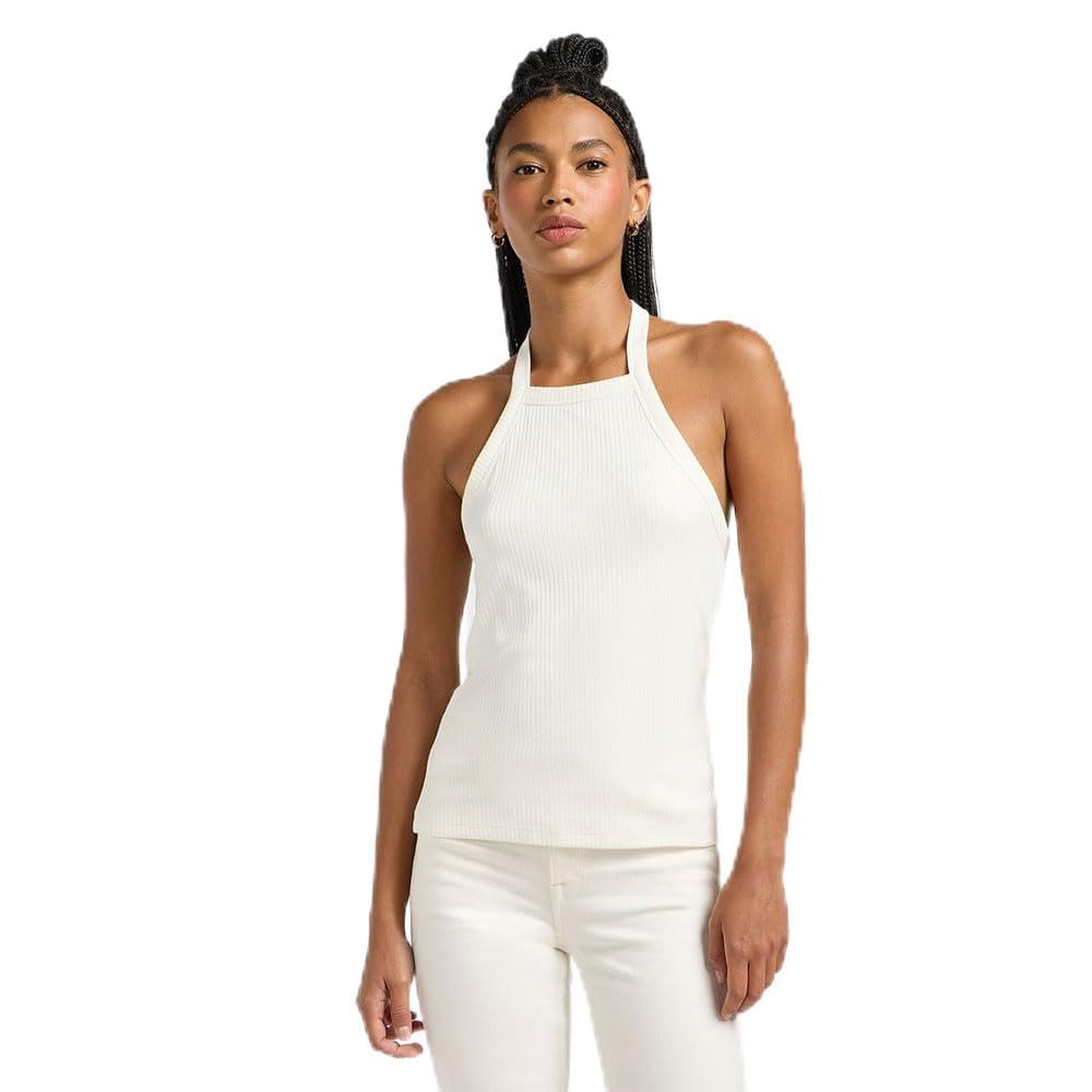 Lee Open Back Halter Top débardeur femme écru dos-nu