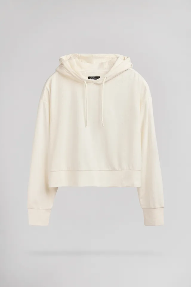 Teddy Smith S-Velt Hoody sweat crop velours blanc