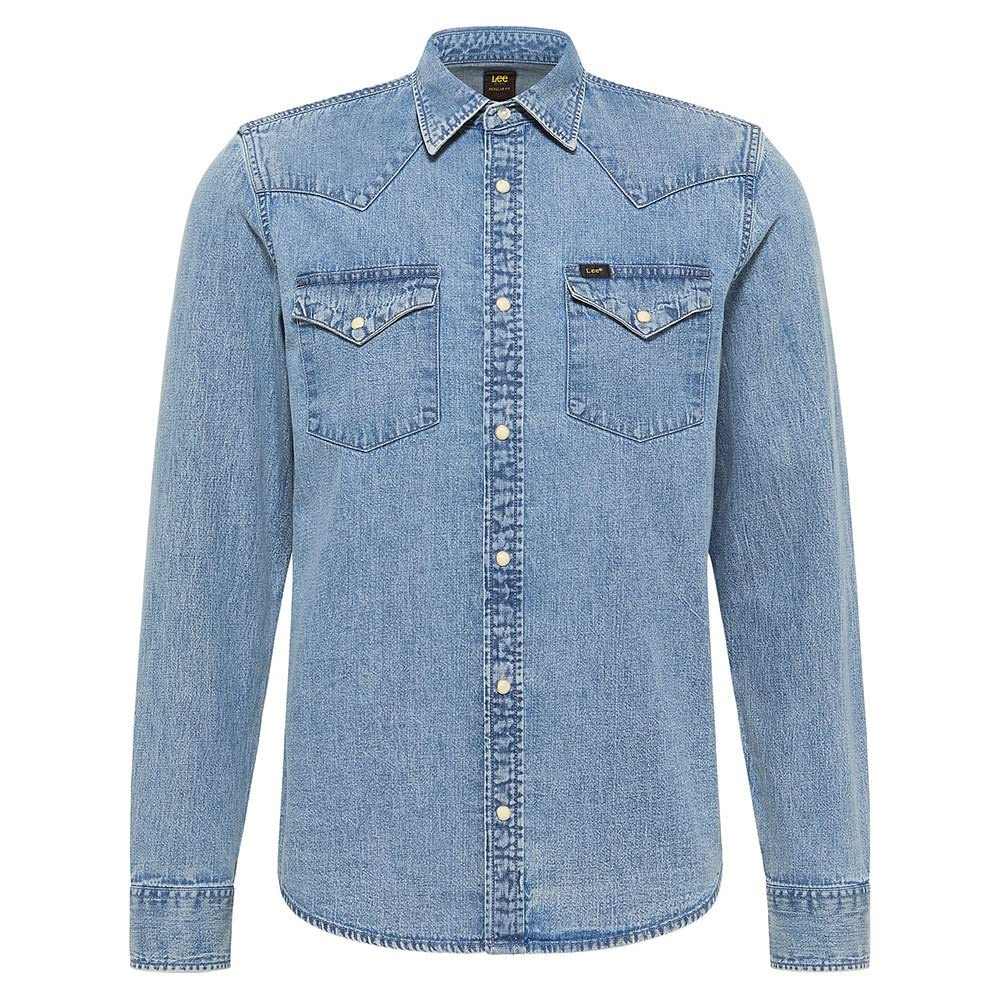 Lee Regular Western Chemise Homme Taille M denim rigide