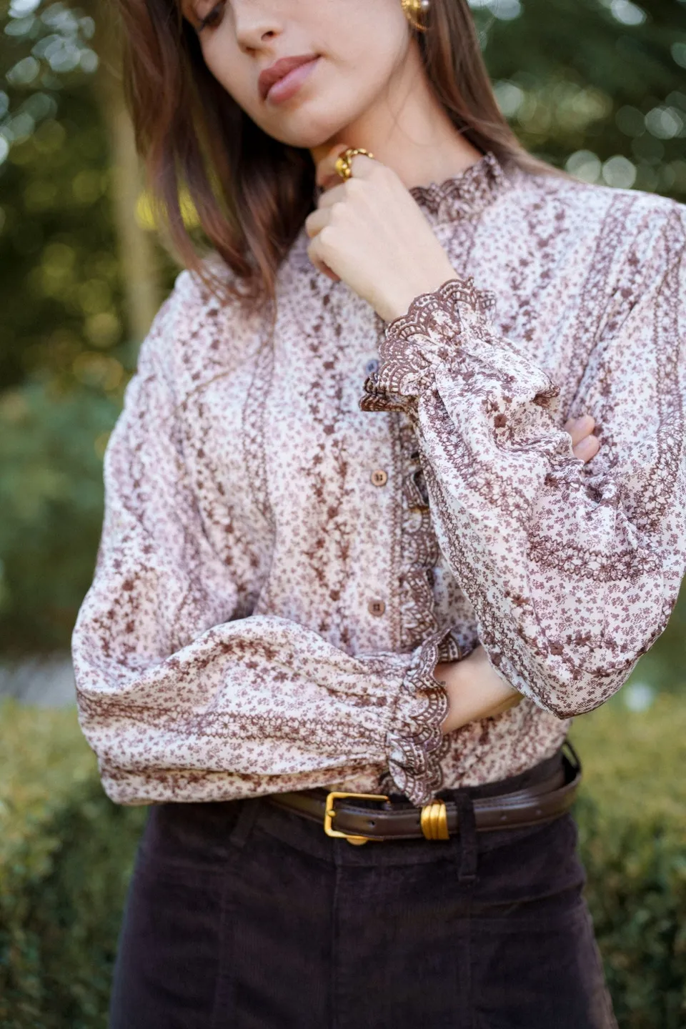 Maison Onado Arielle blouse florale col volanté