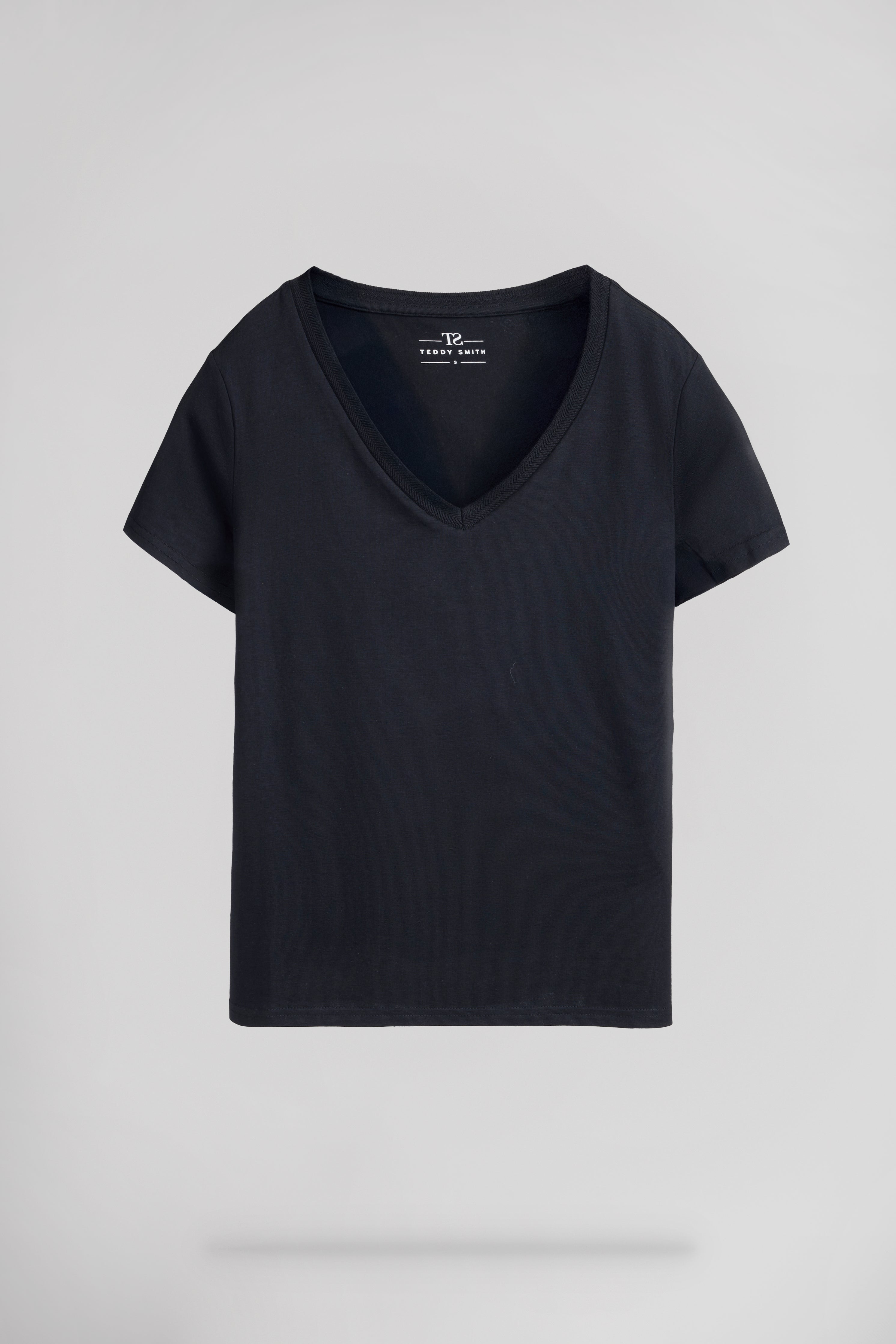 Teddy Smith T-MIA MC t-shirt col V bleu marine femme
