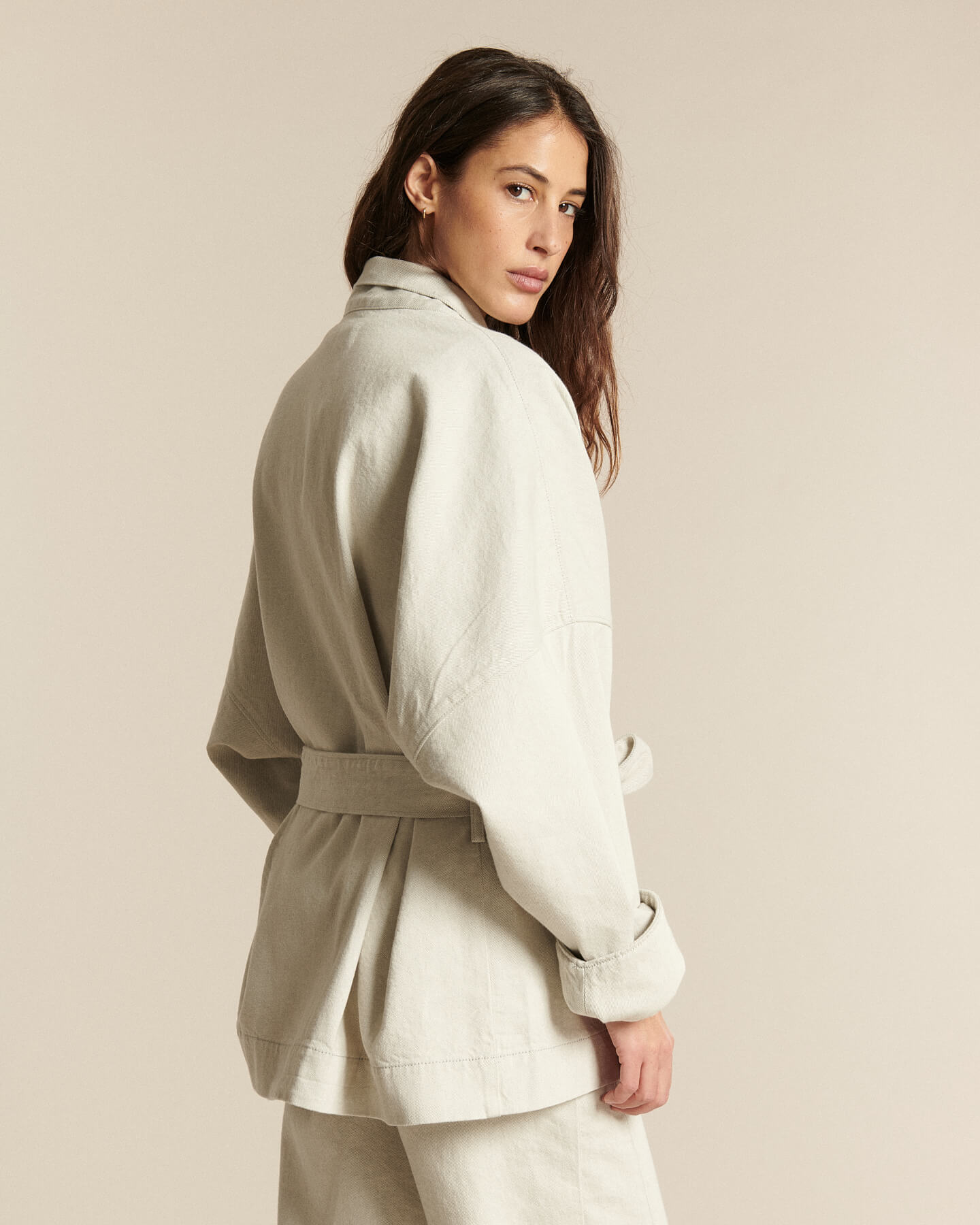Labdip Bali veste en jean Undyed Granit kimono mi-longue