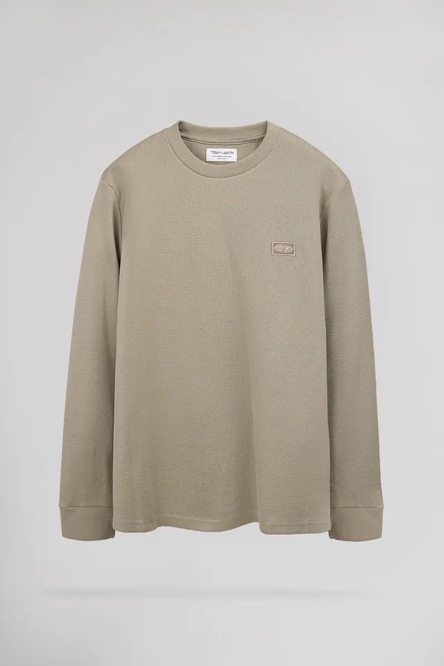 Teddy Smith T-Waffle ML T-shirt manches longues bleach kaki coton