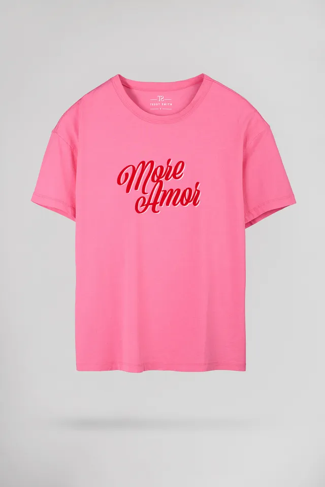 Teddy Smith T-Rose MC t-shirt bubble pink oversize femme