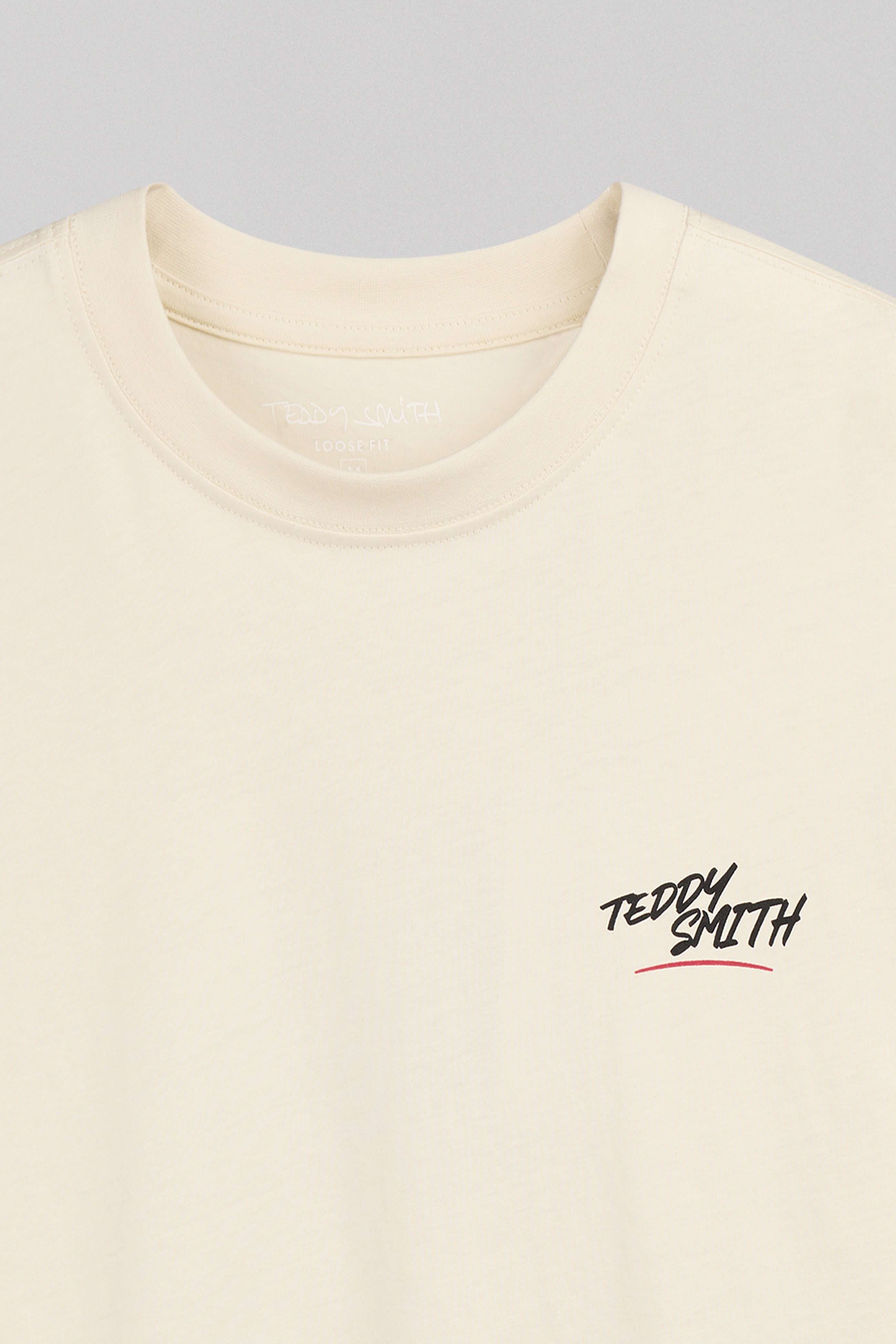 Teddy Smith T-Bigben MC T-shirt homme ample crème graphique