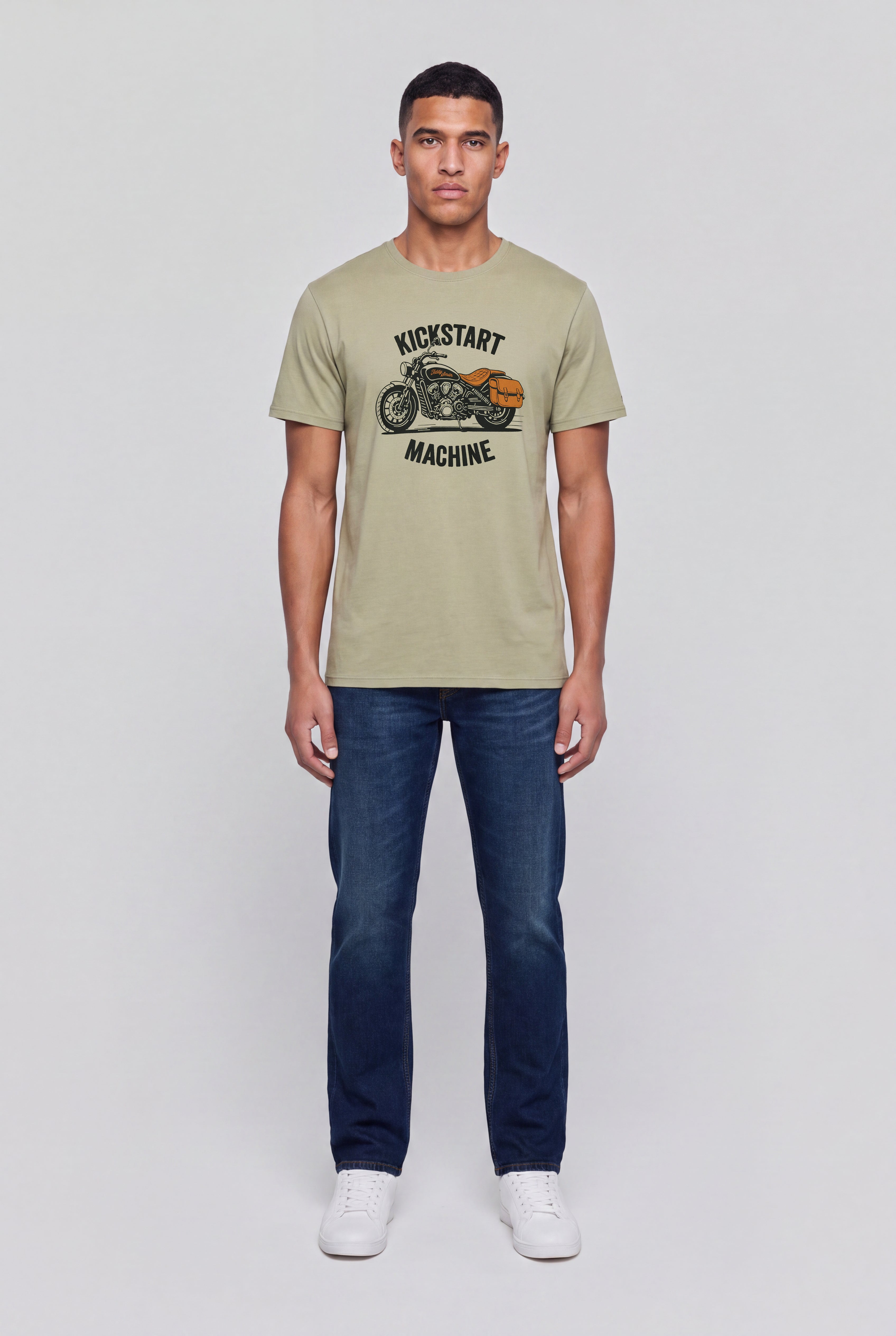 Teddy Smith T-Carso MC Bleach Kaki t-shirt moto coton