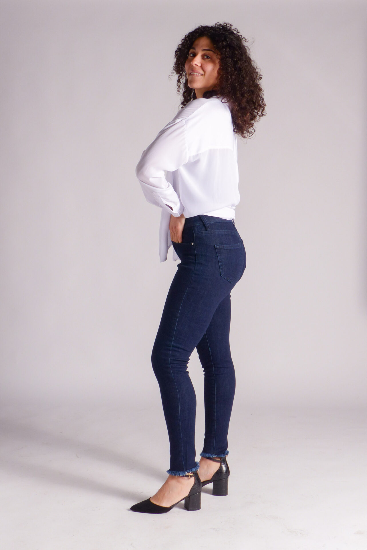 AA Spontané Skinny jean skinny bleu foncé effiloché stretch