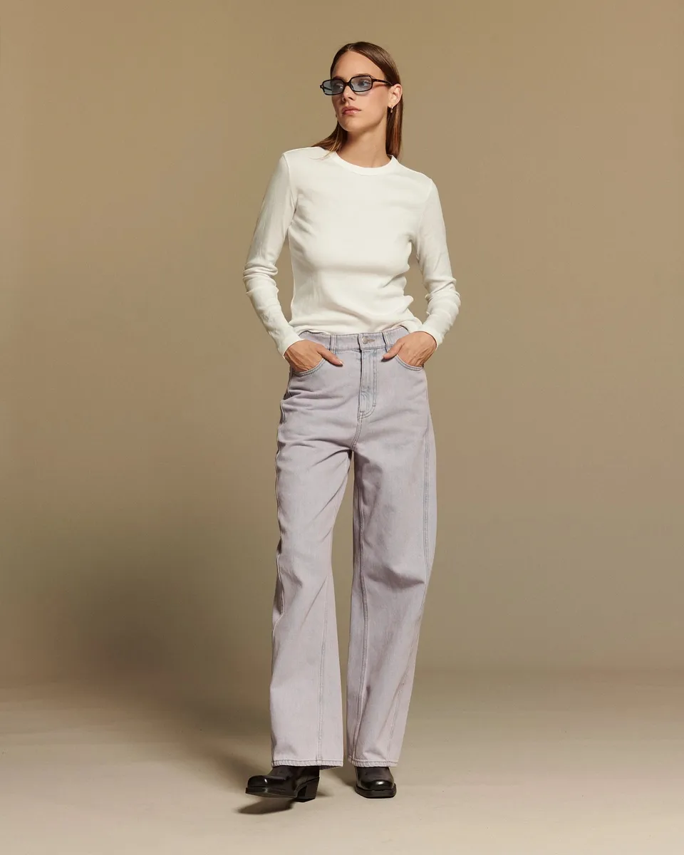 Labdip Ross jean droit large powder rose coton