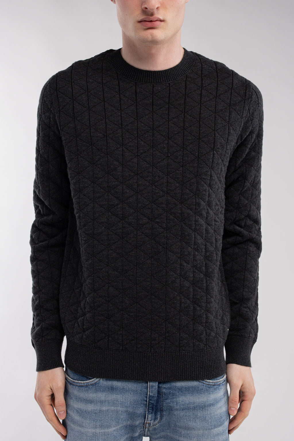 Teddy Smith P-Marlow pull jacquard gris col rond