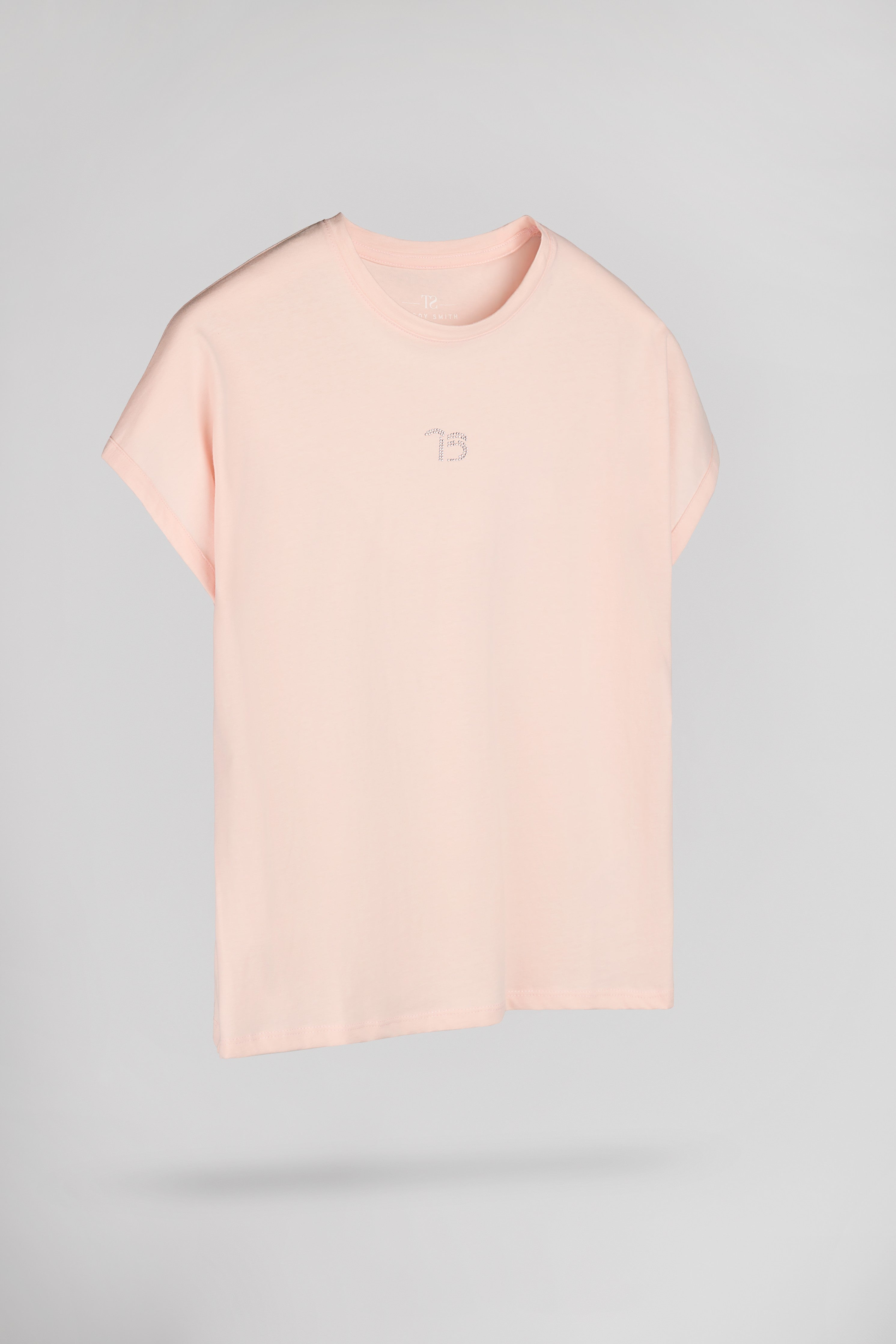 Teddy Smith T-Diana MC t-shirt rose strass coton