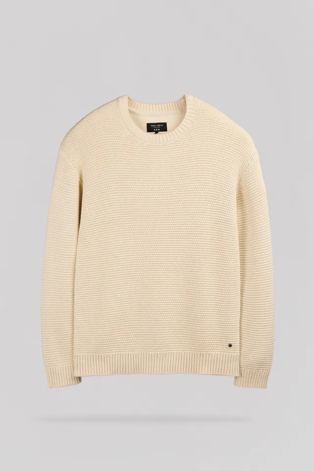 Teddy Smith P-Howard pull col rond beige lin coton