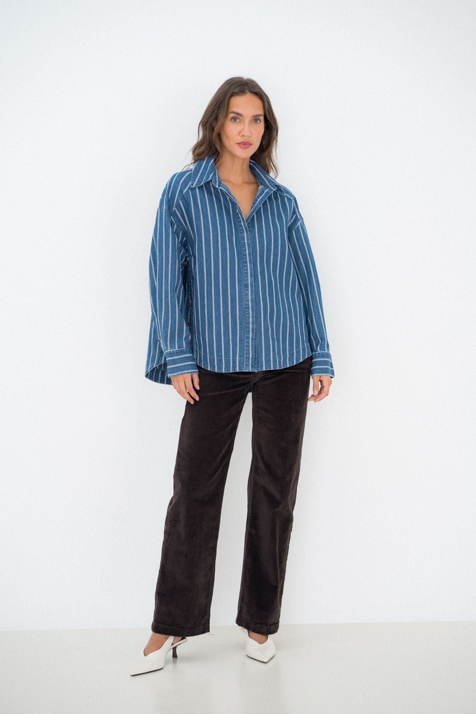 Maison Onado Judith chemise denim rayé oversize