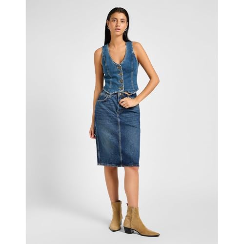 Lee Midi jupe jean femme Dark Glamour 31W taille haute