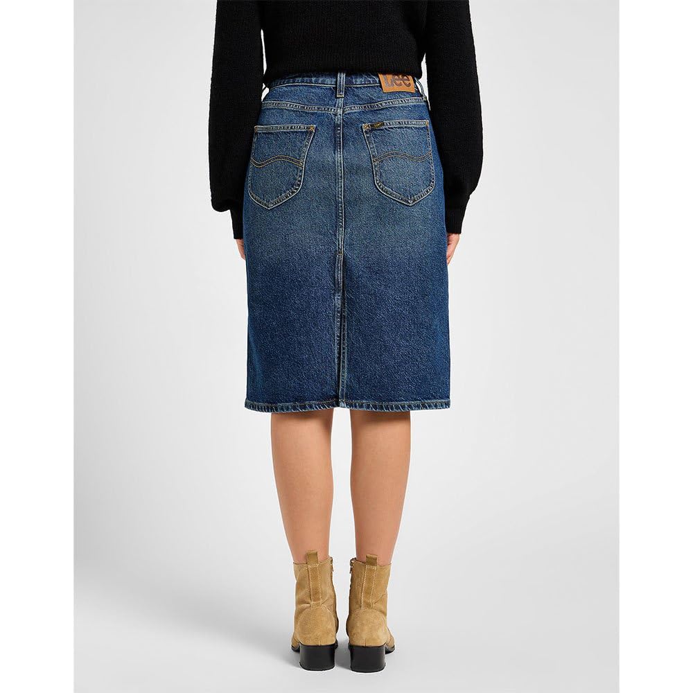 Lee Midi jupe jean femme Dark Glamour 31W taille haute