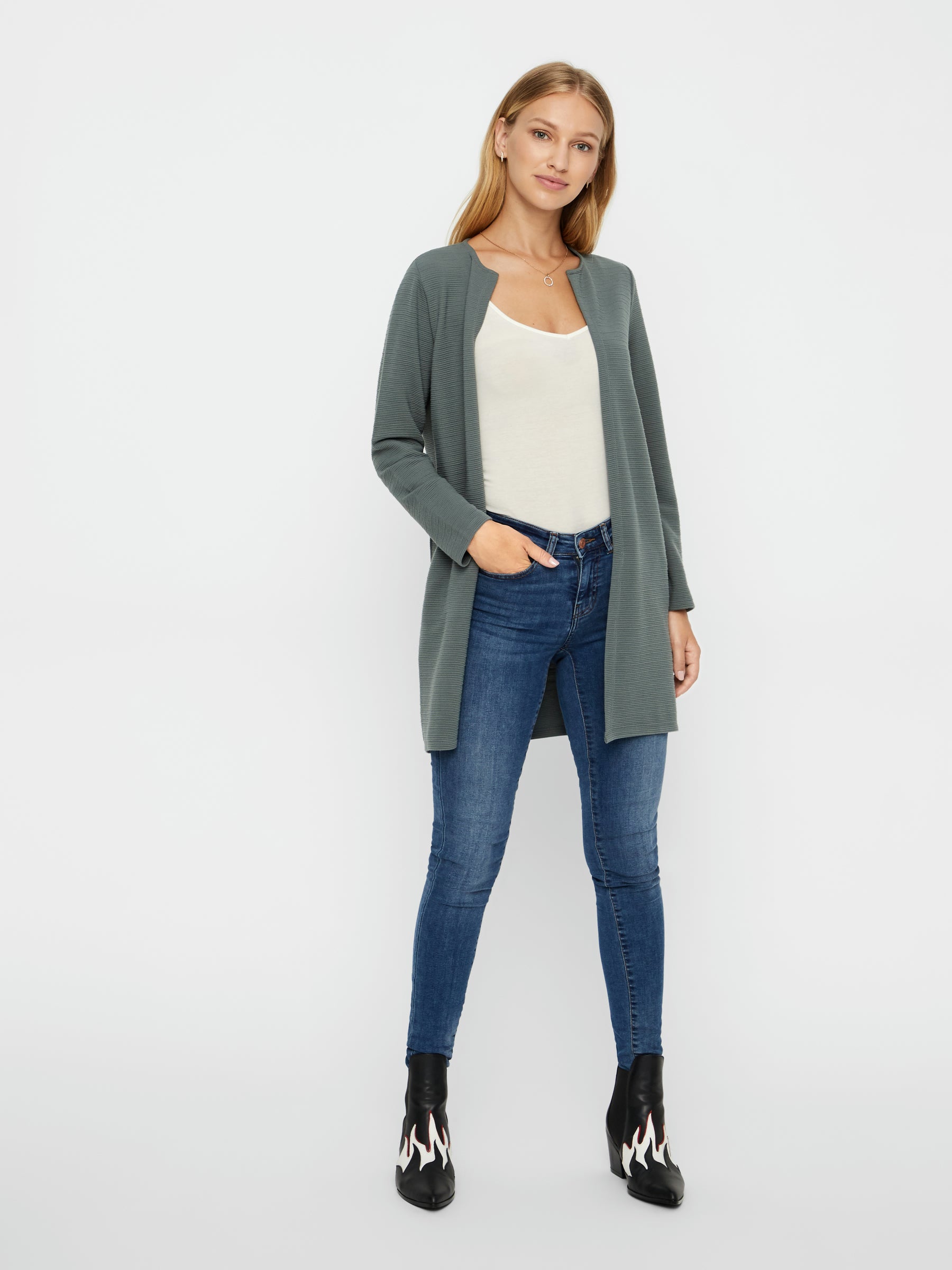 Noisy May Langermet gilet long col rond stretch