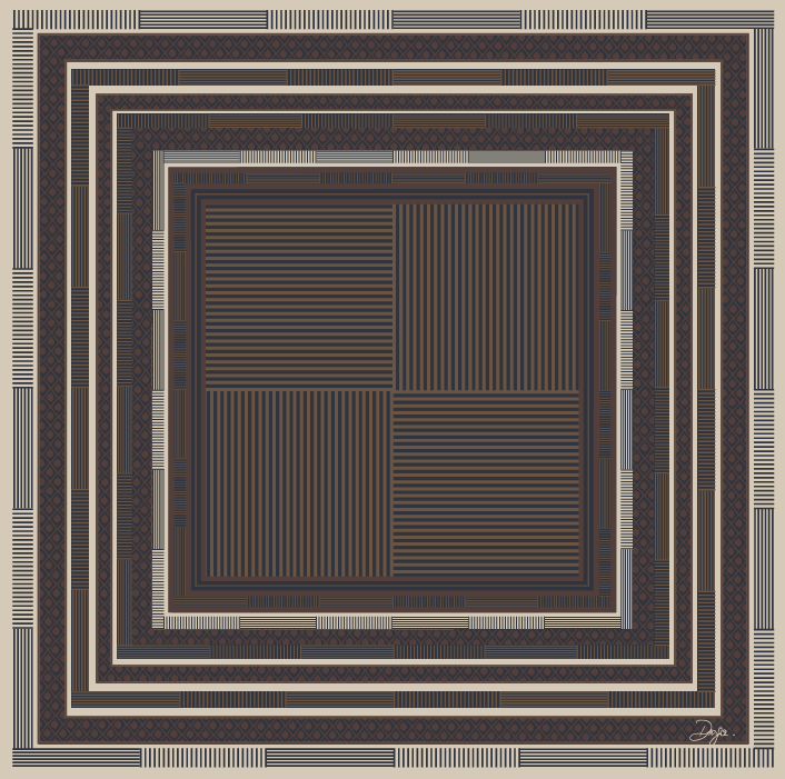 DIEGA FAREO foulard soie aqua chocolat franges