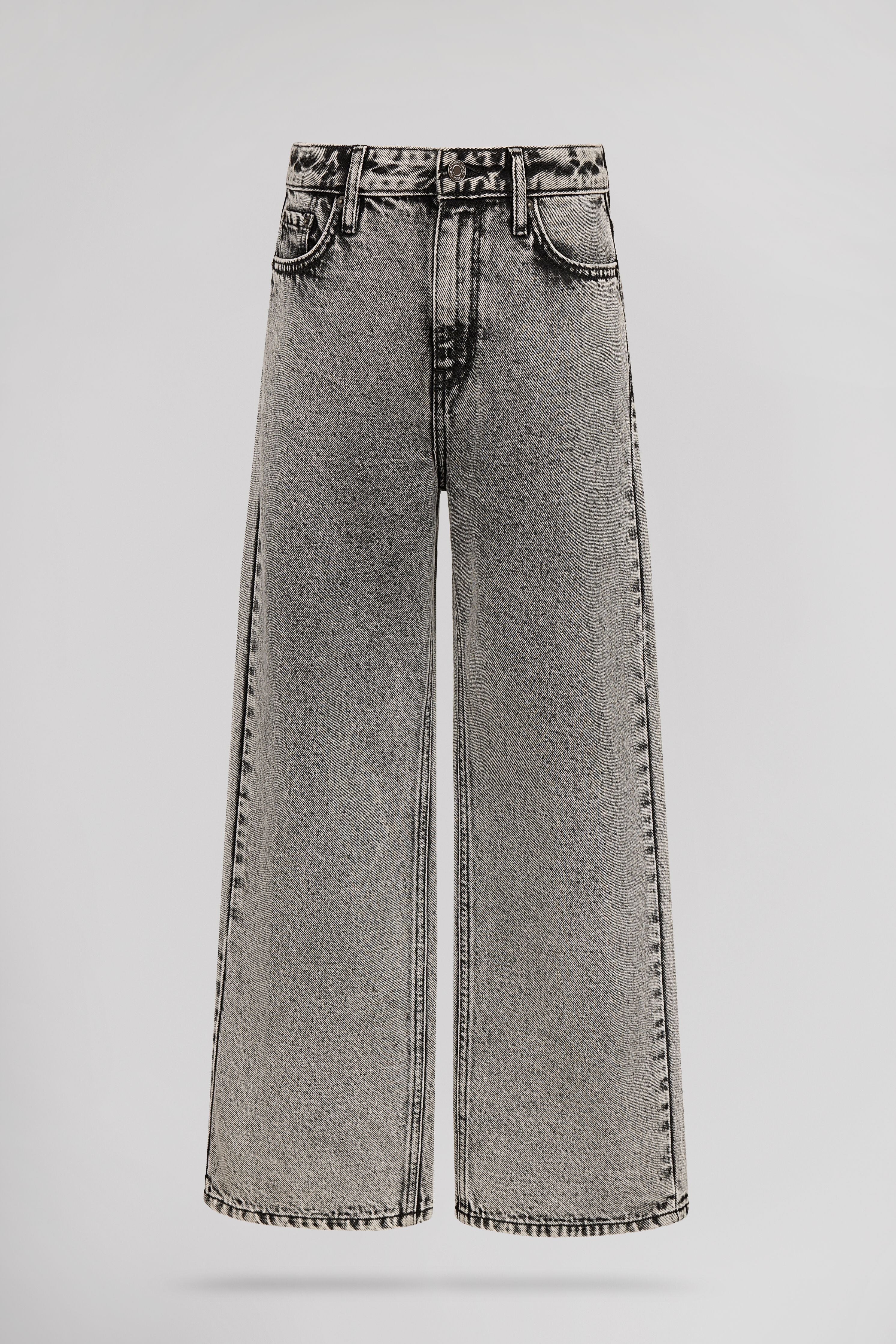 Teddy Smith P-Electra Jr jean large gris fille taille haute