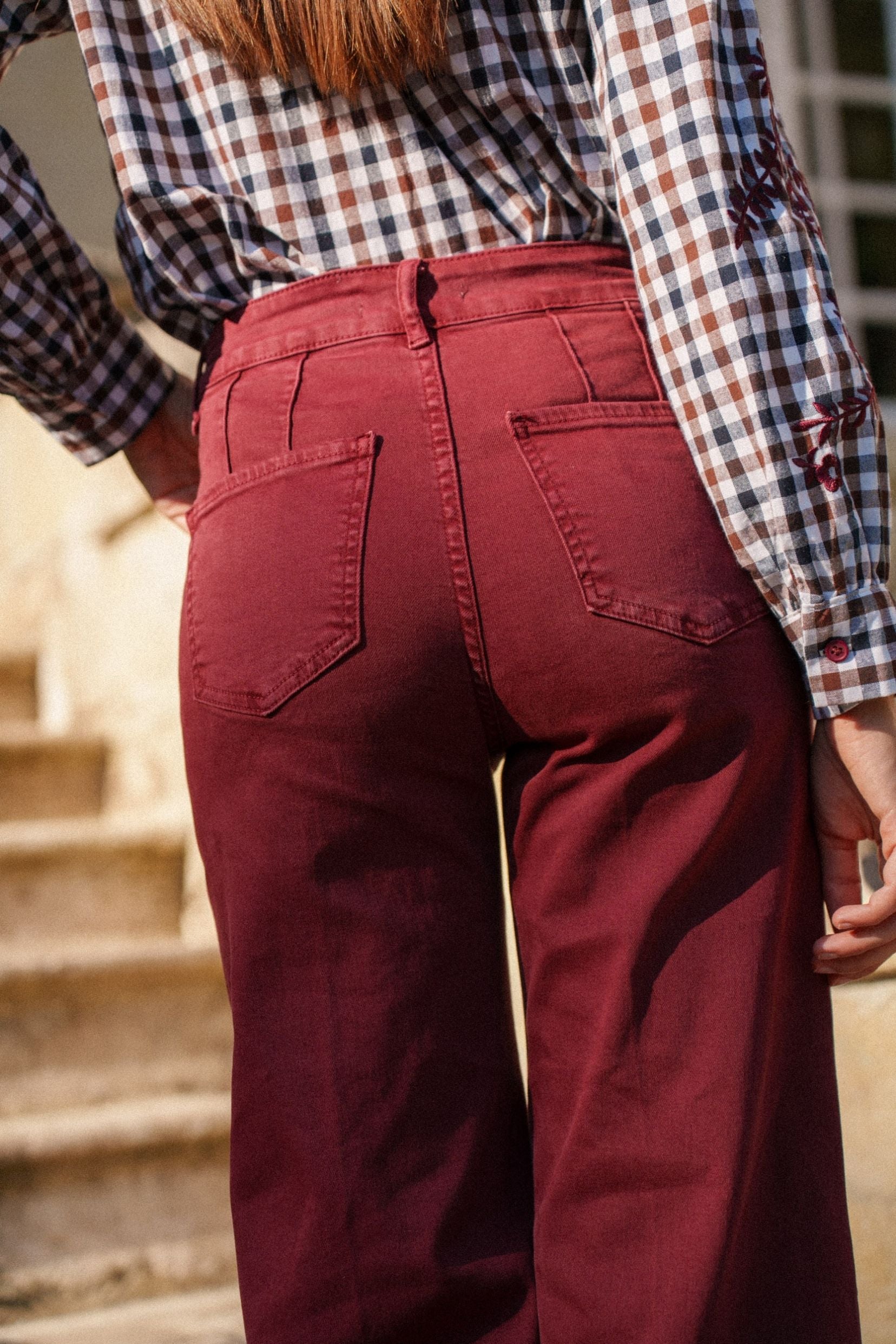 Maison Onado Clotilde jean wide leg brique large ourlet