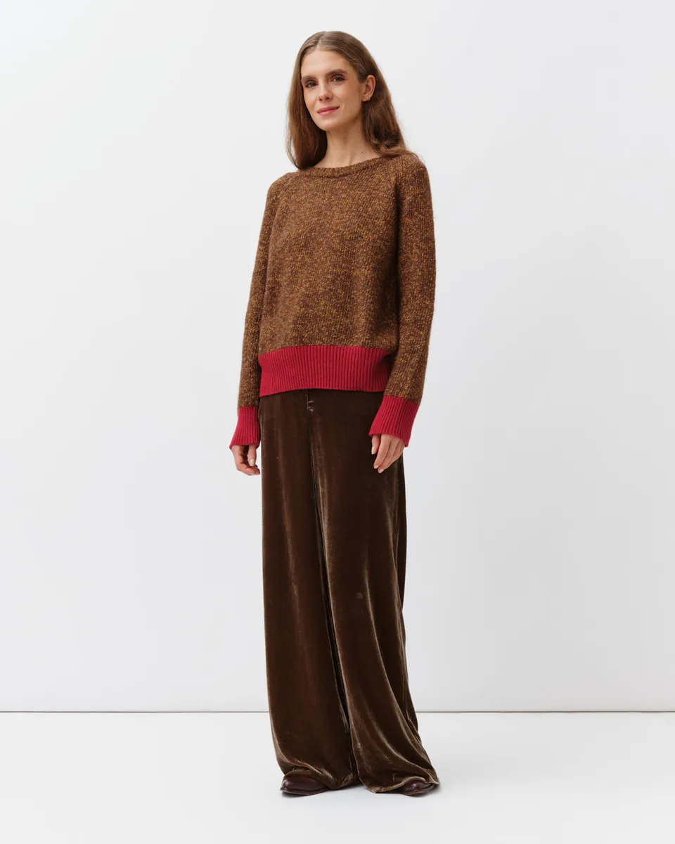 DIEGA PUMANJO pull maille camel rouge