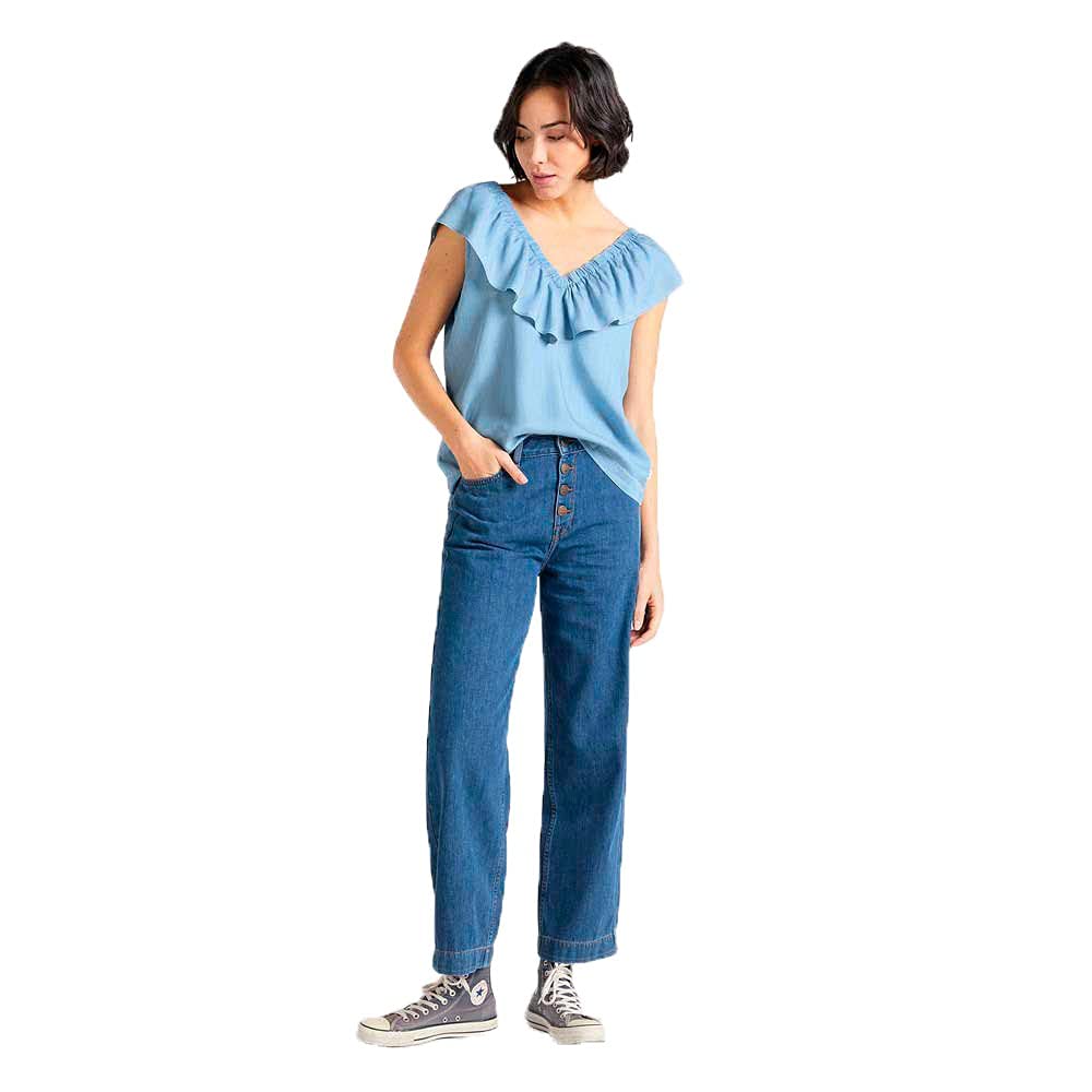 Lee Ruffle Tank débardeur femme XS bleu ciel fluide