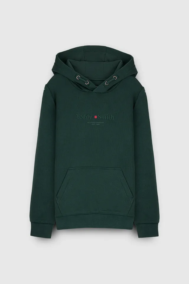 Teddy Smith S-Jim Hoody JR sweat capuche vert scarabe garcon