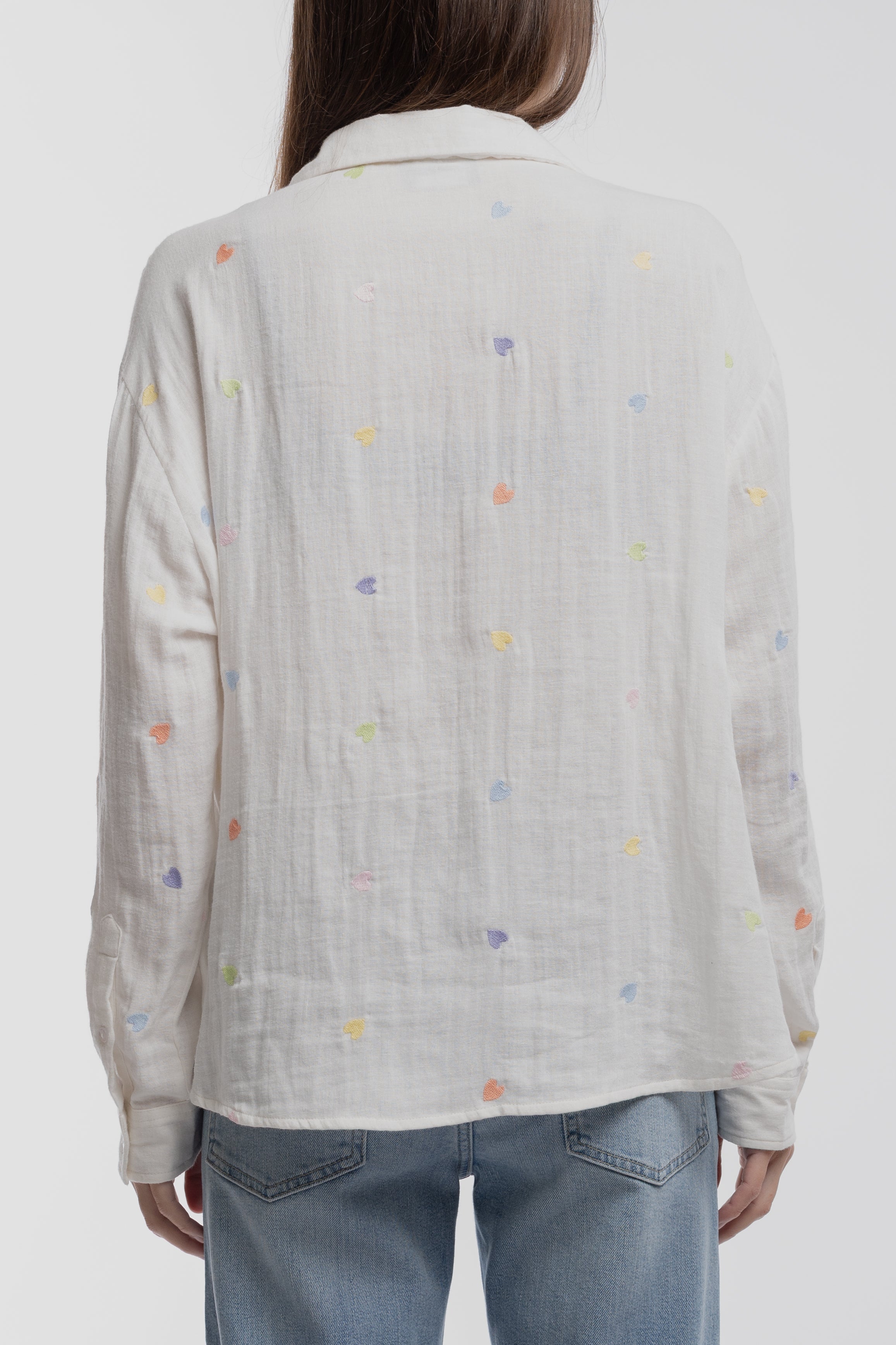 Teddy Smith C-Livana chemise gaze coton blanche cœurs