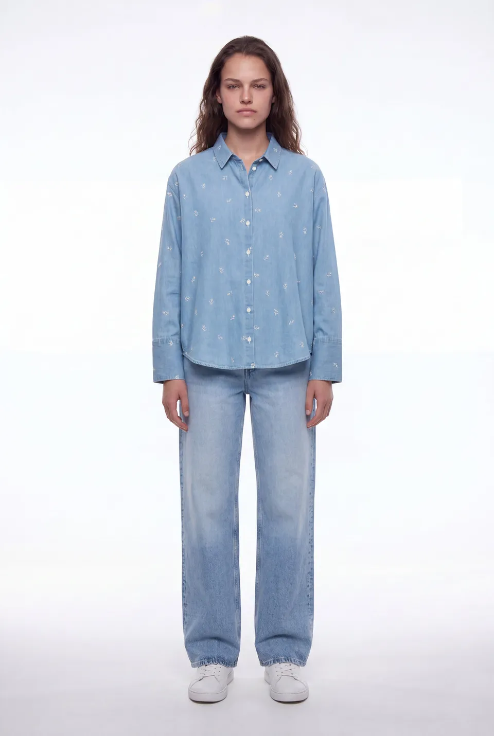 Teddy Smith C-Eliane ML chemise denim bleu clair brodée