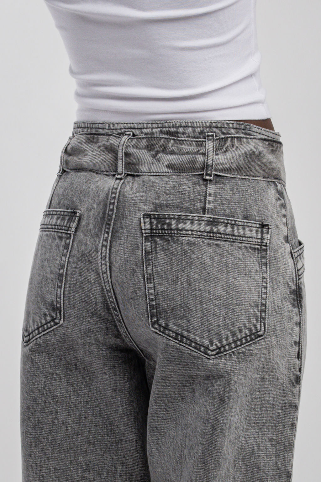Teddy Smith P-Ginette Denim Grey jean mom taille haute coton