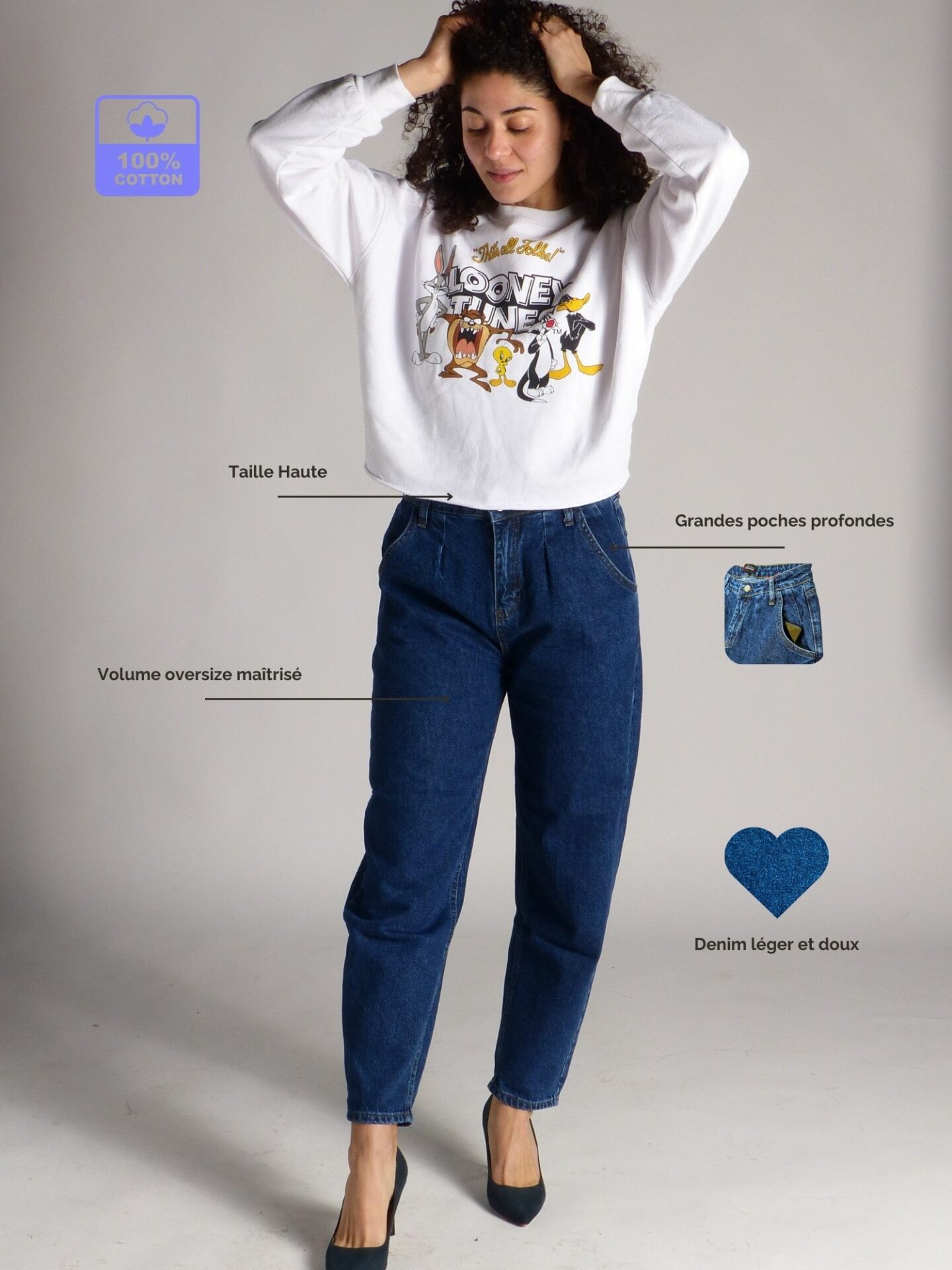 AA Spontané Balloon 90's jean bleu brut taille haute